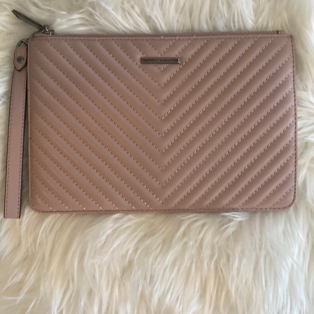 Rebecca Minkoff Quilted Leather Wristlet in Light Pink/Nude